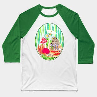 Iguana and Mushrooms Baseball T-Shirt